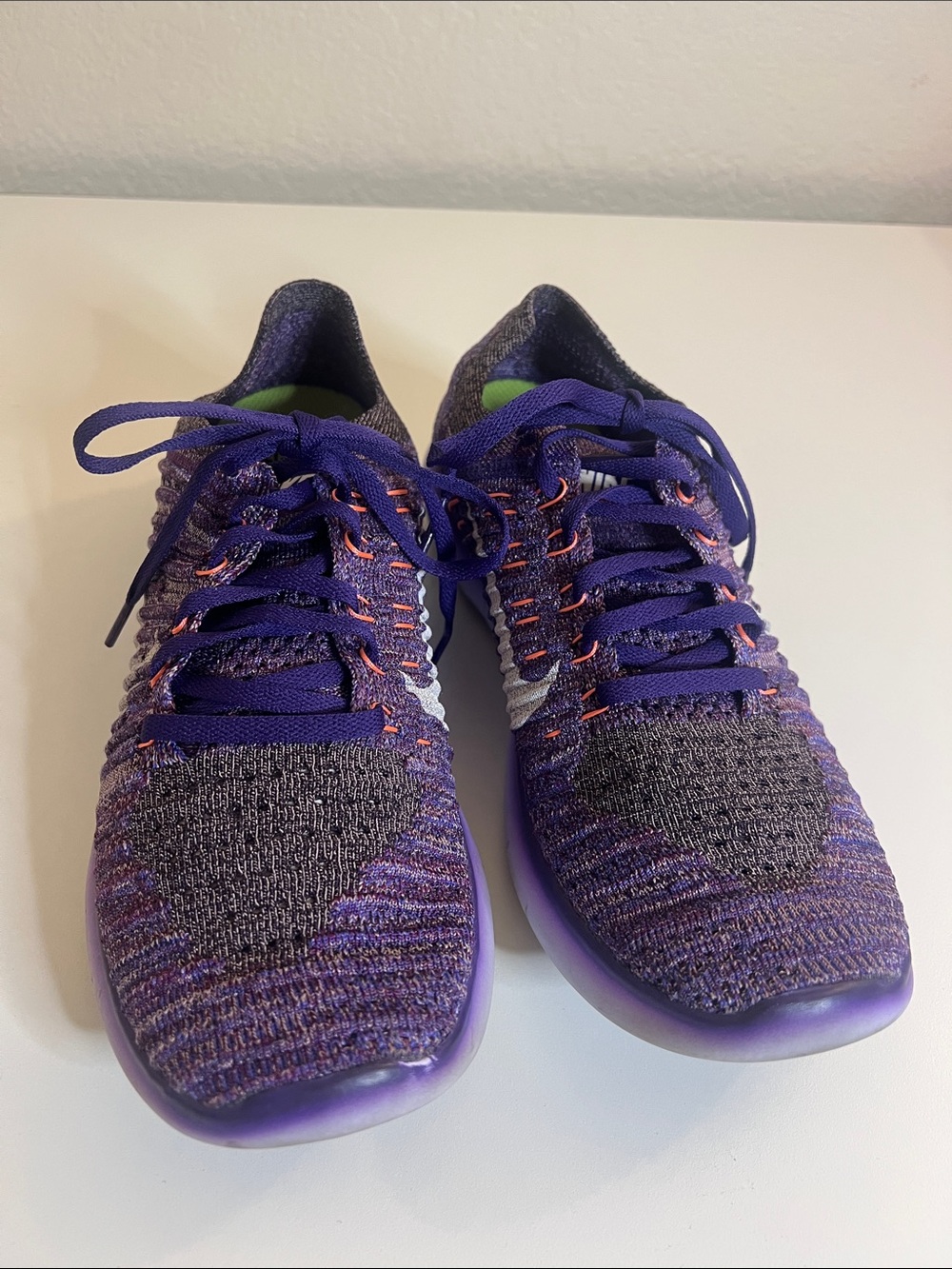 Nike Women’s Purple Knit Running Shoes with White Swoosh - Picture 2 of 5